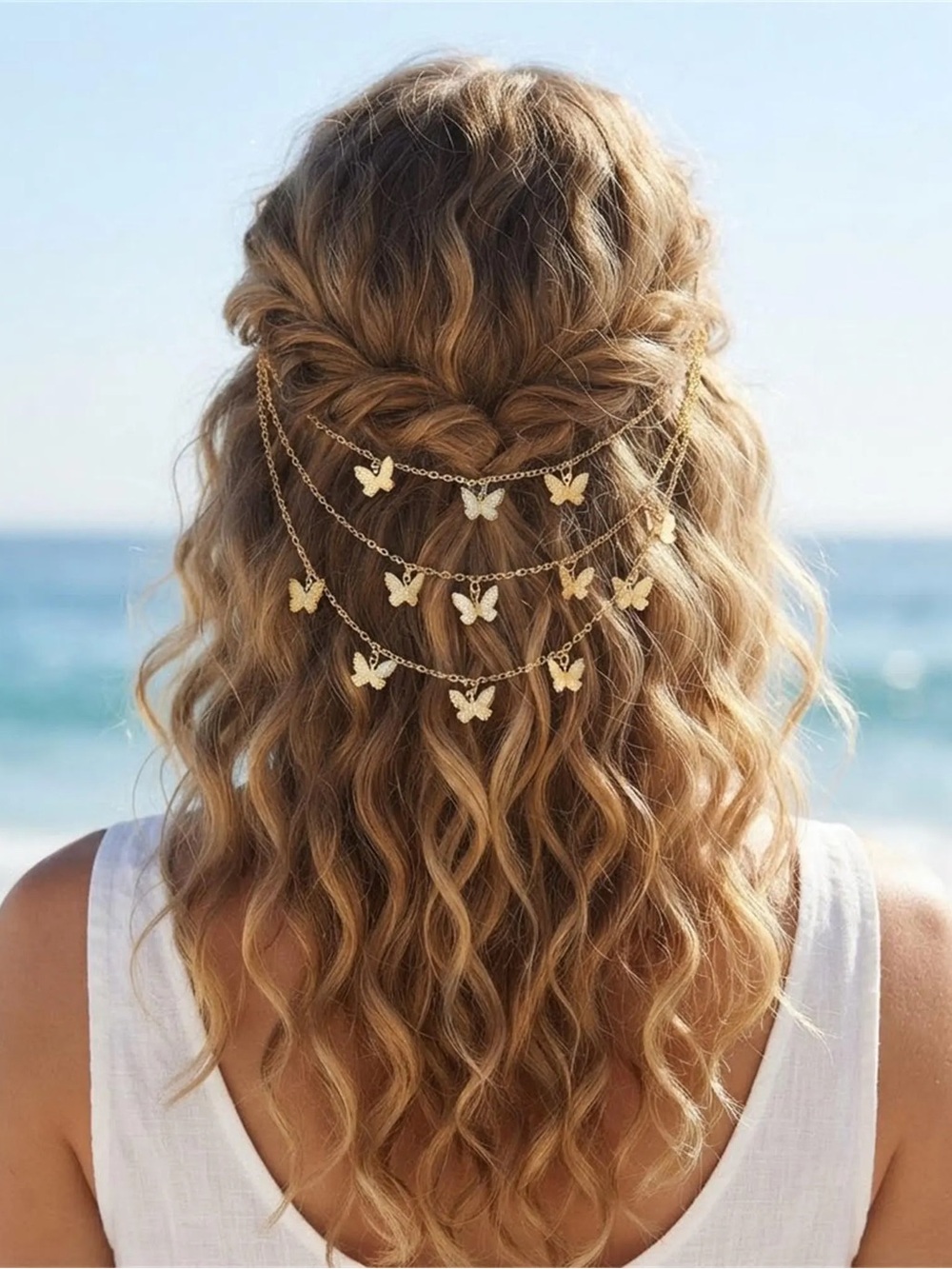 New🌟Fred People-Gold Butterfly Hair Chain